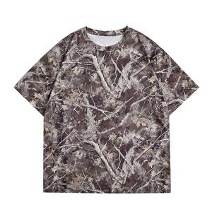 T-shirt 100% coton, coupe épaules tombantes, imprimé drapeau camouflage haute qualité, design haut de gamme, OEM, personnalisable, effet délavé à l'acide. - Product Image 3