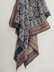 Elegant Handmade Cotton Sarong Pareo Scarf Wooden Block Print Leaf Pattern Lightweight Wholesale Beachwear for Women - Product Image 5