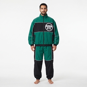 Ensemble de survêtement sportif pour homme Hawk Eye, veste à capuche zippée à blocs de couleur et pantalon long, tissu épais - Product Image 1