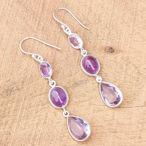 Pendientes de Amatista Hechos a Mano, Plata de Ley, Forma de Pera, Joyería de Piedras Preciosas, Fabricante Mayorista, Exportación India, Nikhil Gems NG-033 - Product Image 6