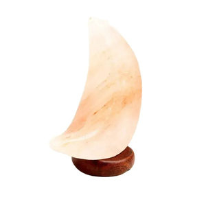 Wholesale 2025 Aromatherapy salt lamp with Wooden Base Salt lamp Best Quality Himalayan <b>Moon</b> Shape Natural pink Salt Lamp - Product Image 1
