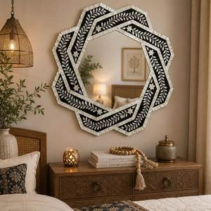 Cadre de miroir décoratif unique en os incrusté, qualité supérieure, fait main, pour les intérieurs de bureaux, hôtels et restaurants, au prix de gros - Product Image 3