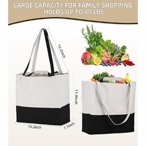 Bolsa de Mano Moderna, Bolsa de Compras Reutilizable de Lona de Algodón Resistente, Bolsa de Supermercado Ecológica y a la Moda - Product Image 2