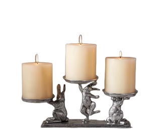 Luxury Embossed <b>Rabbit</b> Design Aluminium Candle Stand Vintage Decorative Taper Candle Holder for Elegant Home Decor Hotel Decor - Product Image 2
