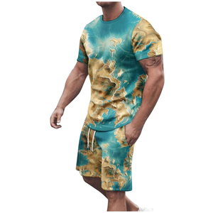 Conjuntos de Verano Personalizados al por Mayor para Hombre, Camisetas de Manga Corta y Pantalones Cortos de Talla Grande, Conjuntos de 2 Piezas para Ropa de Verano Masculina - Product Image 1