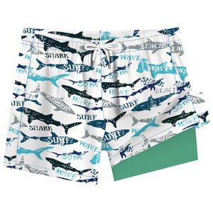 Short de bain pour homme noir et rose à imprimé requin avec cordon de serrage et taille élastique - Product Image 4