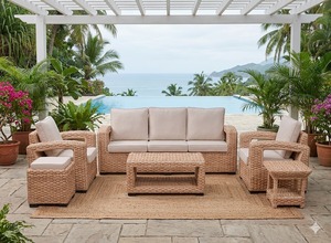 Modern Luxury Outdoor Rattan <b>Sofa</b> Set Handwoven Wicker Garden Furniture Sectional Patio <b>Sofa</b> With <b>Waterproof</b> Cushions For Hotel - Product Image 4