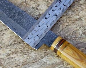 Cuchillo de Cocina Artesanal con Mango de Acero Inoxidable, Hoja de Acero con Alto Contenido de Carbono, Funda de Cuero Puro - Product Image 1