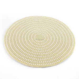 Luxury Kitchen Decor Round <b>Beaded</b> Placemat <b>Plastic</b> and Cloth Tablemat for Dining Table Restaurant and Hotel Design - Product Image 2