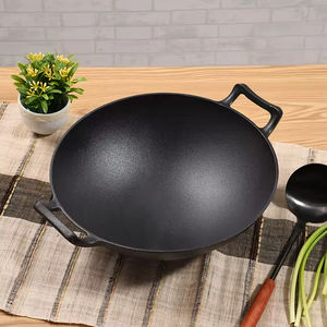 Wok Versátil de Acero Inoxidable con Fondo Redondo, Resistente, Profesional, Capacidad de 20L, Mango de Madera, Apto para Lavavajillas - Product Image 2