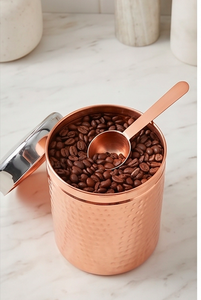 Copper Hammered Food Container With Stainless Steel Lid Round Spice <b>Storage</b> <b>Box</b> Minimalist Design Keep Fresh 1 Layer For Home - Product Image 2