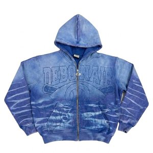 Conjunto de Sudadera con Capucha y Pantalones Cortos Tie Dye Azules para Hombre con Logotipo Personalizado al por Mayor, Ropa Deportiva Casual de 2 Piezas para Niños - Product Image 2