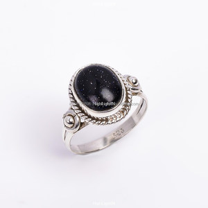 Bague en argent 92.5%, bague à la main, bague en pierre de soleil bleue, bague en pierre bleue, bague de créateur, bague de mariage, bague Boho - Product Image 4