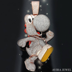 Colgante de plata de ley 925 chapado en oro amarillo con diamante de moissanita, estilo hip hop, con efecto helado, para hombre y mujer, con certificado GRA. - Product Image 5
