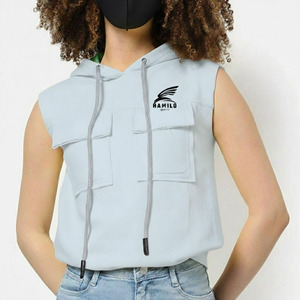 Sudadera con capucha sin mangas con cremallera de calidad a precio de fábrica, sudadera con capucha multicolor personalizada con cremallera, sudaderas y sudaderas con capucha básicas de algodón para hombre - Product Image 6