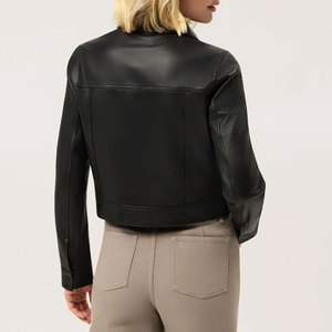 New Arrival Full Sleeve Women <b>Leather</b> Crop <b>Jacket</b> Women Wear <b>Long</b> Sleeve Best Quality <b>Leather</b> <b>Jackets</b> - Product Image 2