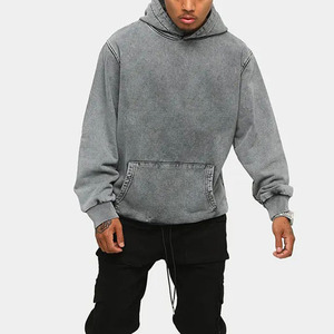 Sweat-shirts à capuche délavés à l'acide pas chers en gros – Coton, coupe oversize, style décontracté, streetwear pour hommes et femmes - Product Image 1