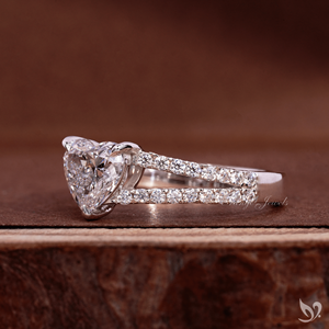 แหวนเพชรแล็บ 1 กะรัต ดีไซน์หรูหรา ประดับเพชรแบบ Dual Pave วงแหวนแยกส่วน ทองคำขาว 10K รับรองโดย IGI แหวนขอแต่งงาน - Product Image 3