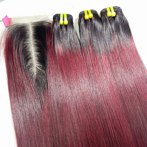 Cheveux humains vietnamiens couleur vin foncé ombré, qualité supérieure, super double drawn, prix de gros - Product Image 6