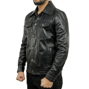Custom Men's High Quality <b>Winter</b> <b>Jacket</b> Genuine Designer <b>Leather</b> <b>Jackets</b> with Turn Down Collar <b>Leather</b> <b>Jackets</b> For Custom Size - Product Image 2