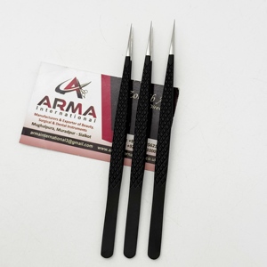 Professional Straight Eyelash Tweezer Matte Black Powder Coated Lash Extension Tweezers Sustainable Pointed Tip with Logo - Product Image 6