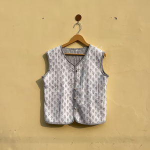 Indian Handmade 100% Cotton Eco-Friendly <b>Quilted</b> Anti-Wrinkle Breathable Quick Dry Digital Printed Front Pocket <b>Jacket</b> - Product Image 1