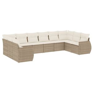Juego de Sofás de Jardín de 10 Piezas en Ratán Sintético Beige y Acero con Recubrimiento en Polvo - Product Image 2
