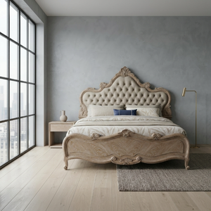 Lit capitonné en bois massif de style classique français pour hôtel 5 étoiles, mobilier de chambre de villa de luxe, fabrication sur mesure OEM - Product Image 3