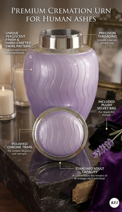 Urna Funeraria de Aluminio Esmaltado con Tapa Roscada Segura y Diseño Único con Patrón de Ondas |   Urna Funeraria Resistente para Cenizas Humanas de Adultos - Product Image 3