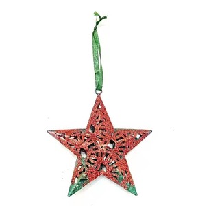 Christmas Hanging Metal Star Ornament <b>Blue</b> <b>Glitter</b> Decoration for Tree Home Party Holiday Decor Gift Piece Hanging Pendant - Product Image 1