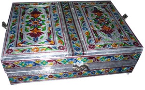 Handcrafted Meenakari Gold-Plated Brass <b>Book</b> Shaped <b>Box</b> Decorative Storage Case Embossing Printing Quran Bible Lid Colorful - Product Image 2
