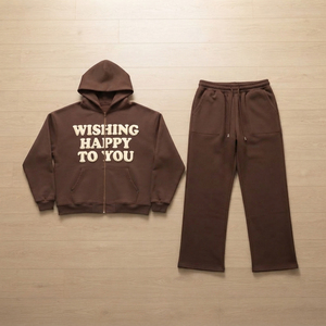 Customized Printed Regular Fit Tracksuit 2026 High Quality 100% Cotton Hoodies And Sweatpants Set French Terry <b>Track</b> Set Unisex - Product Image 1