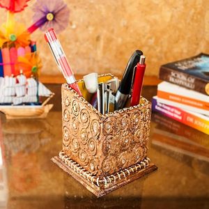 Wooden Pen Holder Stand for Office Desk Handcrafted Desktop Organizer for Pens Pencils Stationery - Product Image 5