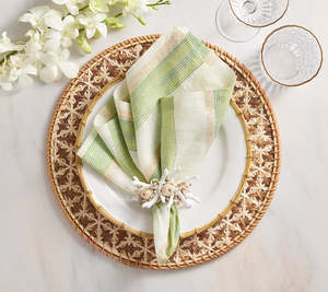 Sets de table écologiques en bambou, faits à la main, tissés, ronds, motif étoile beige, décoration de table, vente en gros, en vrac, B2B, directement de l'usine, OEM - Product Image 5