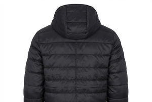 Men's Hooded Puffer <b>Jacket</b> Winter Windproof Solid Color Zipper Closure Casual Outerwear 100% Polyester Filled with Polyester - Product Image 4