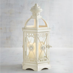 Farol de metal y vidrio de estilo moderno con acabado blanco para decoración de iluminación en el hogar, bodas y Navidad, faroles de pie en oferta. - Product Image 2