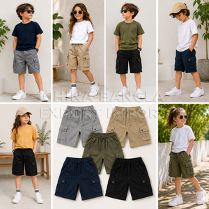 Livraison Rapide – Nouveauté Été : Shorts Cargo pour Enfants en Coton Sergé – Vente en Gros – Stock Direct Usine Bangladesh – T-shirts - Product Image 4