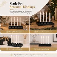 Plateau porte-bougie magnétique moderne en métal avec bases mobiles pour bougies coniques – Décoration de table moderne pour l'Avent et Noël