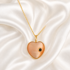 จี้รูปหัวใจประดับเพชรคิวบิกเซอร์โคเนียชุบทอง 18k รุ่น Peach Cat's Eye พร้อมสายสร้อยแบบเคเบิ้ล ดีไซน์แฟชั่นสำหรับทุกเพศ เหมาะสำหรับขายส่ง - Product Image 3