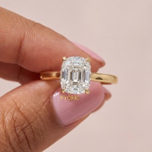 Anillo de Compromiso Solitario con Diamante Cultivado en Laboratorio, Corte Cojín, 1.00-2.00 CT, Claridad VS, Chapado en Oro de 14K/18K, Elegante Regalo de Joyería para Boda - Product Image 1
