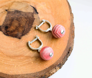 Pendientes de Bola de Rodocrosita Natural Harmony, los Más Vendidos, con Metal Plateado 925, Joyería de Moda para Mujer - Product Image 4