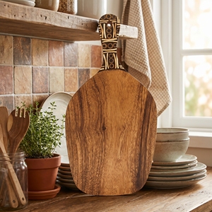 Tabla de Madera Suar de Grado Alimenticio con Incrustaciones de Bambú y Cáscara de Coco, Bandeja para Servir Hecha a Mano, Artesanía de Bali, Utensilios de Cocina, Decoración del Hogar - Product Image 4