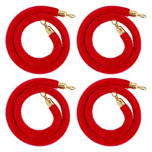 4 Corde in Velluto Rosso da 1,5 m con Ganci Dorati per Controllo Folla e Barriere - Attrezzature per Ristoranti e Hotel - Product Image 1