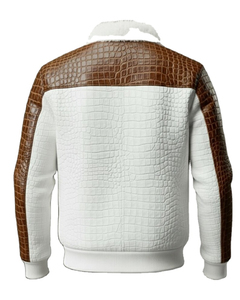 Veste en cuir de crocodile et de vache faite à la main, très vendue, pour hommes, veste en cuir de qualité supérieure, vêtements d'extérieur de créateur, vestes d'hiver pour hommes - Product Image 3