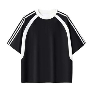 Camiseta Oversize Rosa de Manga Raglán para Hombre, Casual, Cuello Redondo, Tejida, Color Sólido con Ribete en Contraste, Diseño Liso - Product Image 6