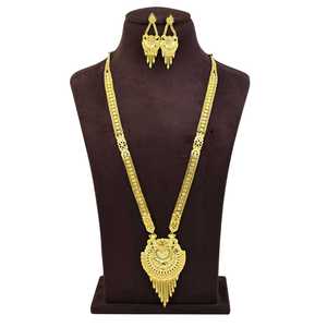 Juego de Collar y Pendientes Rani Haar con Diseño Floral, Chapado en Oro Micro de 14K, 18K, 24K, Joyería Larga Tradicional para Boda, Latón, Venta al por Mayor - Product Image 2