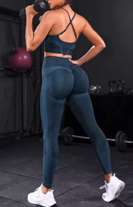 Women Solid Color Seamless Yoga Sports Bra Set Medium <b>Support</b> Long Sleeve <b>Crop</b> <b>Top</b> With High Waist Leggings For Fitness Yoga - Product Image 6