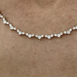 Collar de tenis de diamantes redondos cultivados en laboratorio, cadena de oro con diamantes, collar de tenis brillante redondo, joyería nupcial de lujo para aniversario - Product Image 3