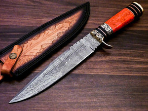 Couteau Bowie Damas 13 pouces, forgé à la main, à lame pleine, avec manche en corne et laiton, idéal pour la chasse, le meilleur couteau de collection, très tranchant, couteau de survie - Product Image 6