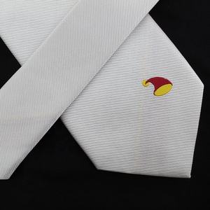 Cravate personnalisée en soie tissée, motifs rouge et jaune, chapeau de Père Noël, blanche-neige, Joyeux Nouvel An, Noël - Product Image 5